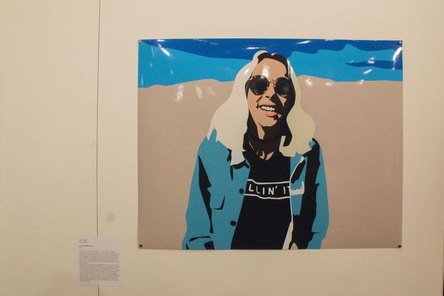 Savannah McNealys work was included in the Student Art Exhibition. This digital self portrait was hung among the work and a book made from her recent Chasing Aesthetics project was included at the information table. (Ashley Potts | Collegian)