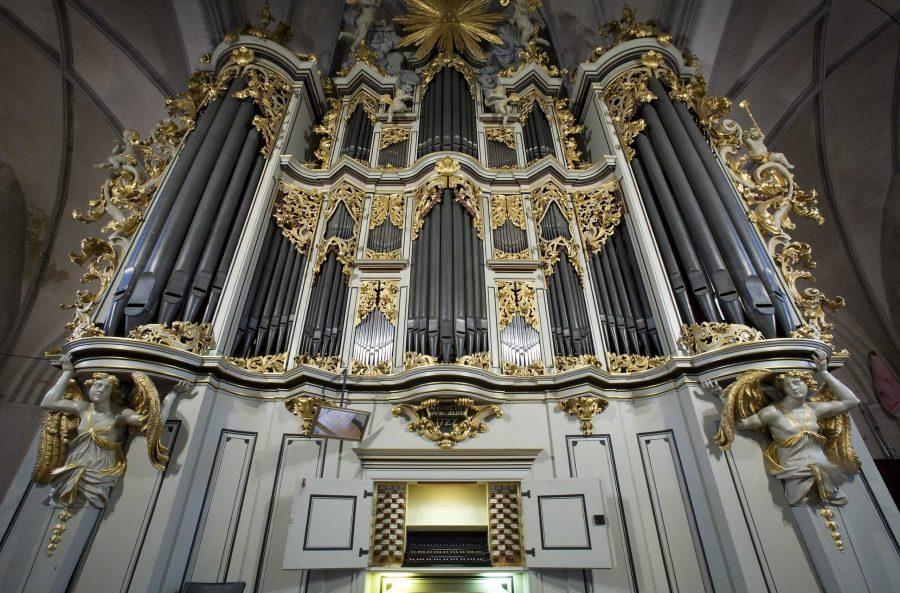 Church pipe organ at St Marienkirche. Berlin, Germany