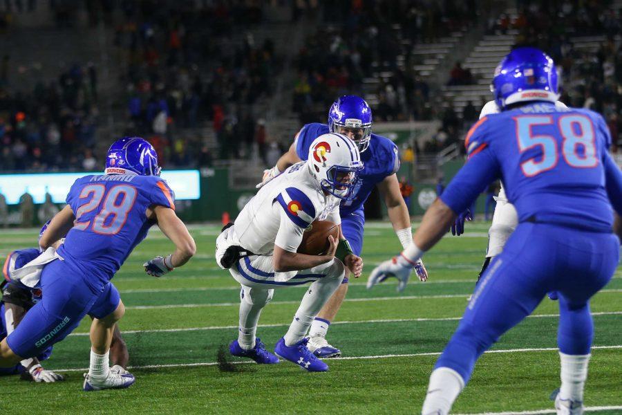Colorado State Quarterback Nick Stevens scrambles for a couple yards during the forth quarter of action against the Boise State Broncos on Nov. 11. (Elliott Jerge | Collegian)