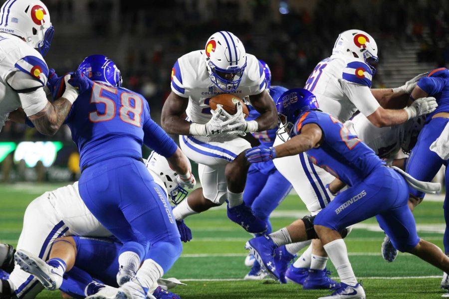 Colorado State Running Back Rashaad Boddie runs for a touchdown during the forth quarter of play against the Boise State Broncos on Nov. 11. (Elliott Jerge | Collegian)