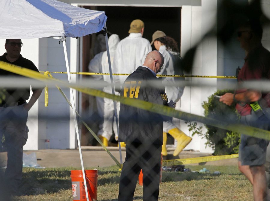 First responders work the scene of a shooting at the First Baptist Church of Sutherland Springs, Texas on Sunday, Nov. 5, 2017. (Edward A. Ornelas/San Antonio Express-News/Zuma Press/TNS)

 (/San Antonio Express-News