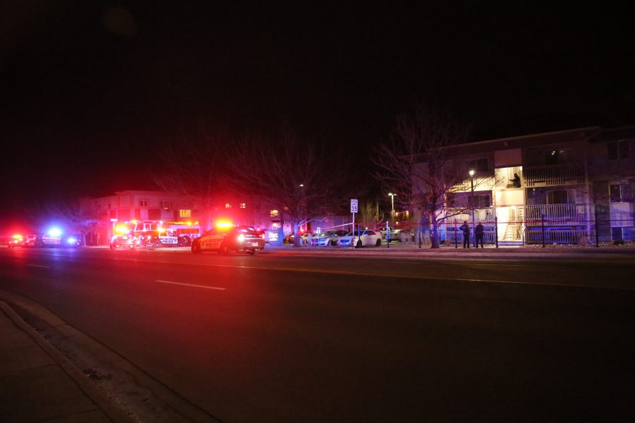 Fort Collins Police Department squad cars are pictured on the scene of a suspected shooting on West Plum Street and South Taft Hill Road on Jan. 29, 2018. (Forrest Czarnecki | The Collegian)