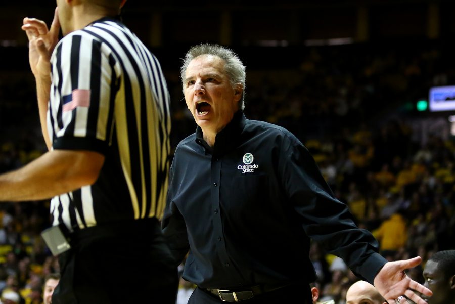 Head coach Larry Eustachy reacts towards a referee. (Javon Harris | Collegian)