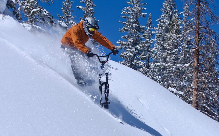 Josh Westfall, owner of Steamboat Skibikes, is pictured plowing through some fresh powder. (Aryeh Copa, Steamboat Skibikes)