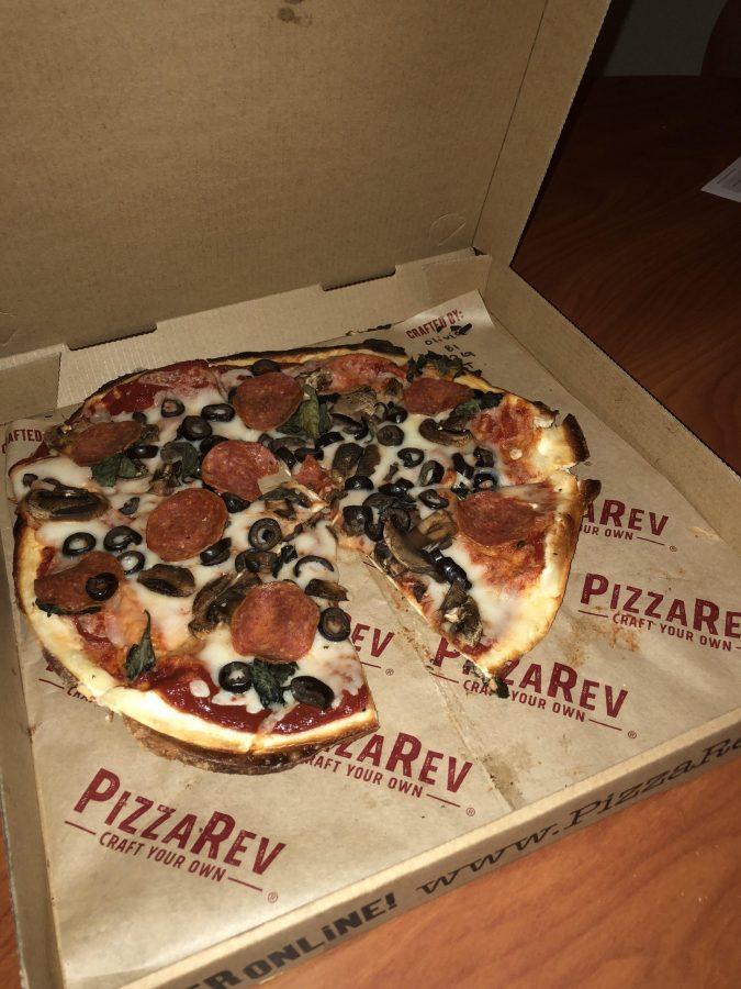 A pizza from PizzaRev
