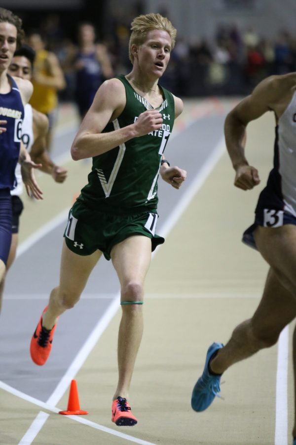 Redshirt junior Cole Rockhold runs at the CU Invitational on Feb. 3, 2018. Rockhold recorded the nation's fourth-fastest time in the mile in the 2018 season.