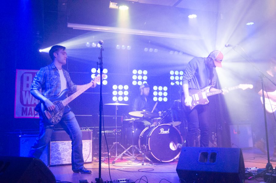 Places Back Home brough some energy  and a screamo Smashmouth rendition to Battle of the Bands Thursday evening at the Downtown Artery. (Photo by Olive Ancell | Collegian)