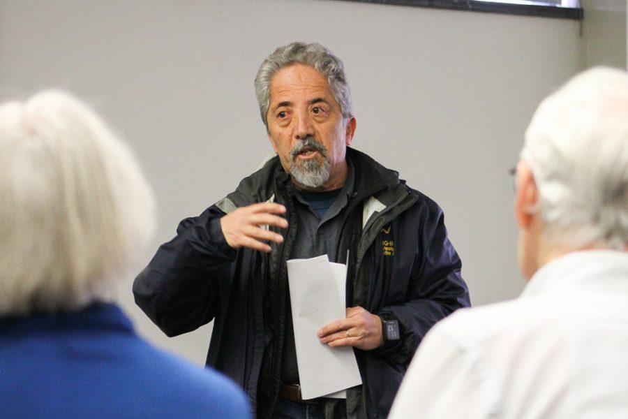 State Senator John Kefalas speaks at a monthly Community Issues Forum at the Old Town Library on Feb. 24. The forum focused on the new federal tax bill and how it affects Colorado citizens and businesses. (Ashley Potts | Collegian)