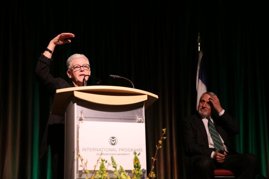 Gina McCarthy, the former director of the Environmental Protection Agency, delivers her speech about environmental policy, public health and the United States' environmental legacy at the Lory Student Center on Feb. 28, 2018 at Colorado State University.  (Forrest Czarnecki | The Collegian)