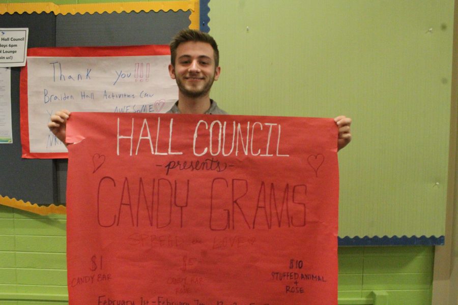 Freshman Devon Hudiburg is one of the leaders on Braiden Hall Council that started the Candy Gram project for Valentines Day hereat CSU.
CJ Johnson|Collegian
