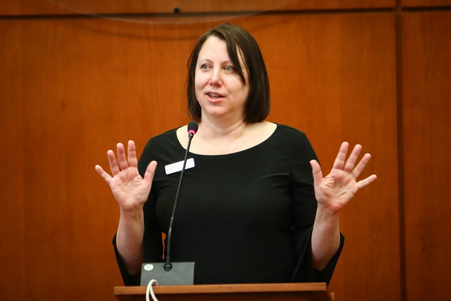 Councilwoman Stephens speaks to the Womens Caucus about issues women face in government, and her own path to city council. (Vinny Del Conte | Collegian)