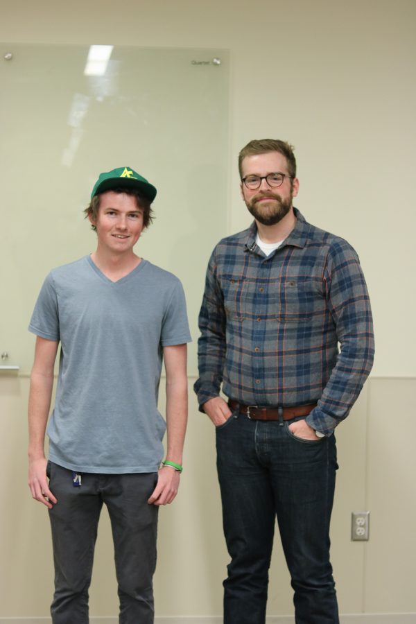 Ty Betts next to Luke Runyon before his speech (Devin Cornelius | Collegian)