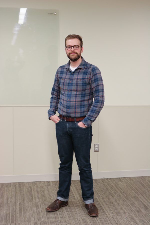 Luke Runyon before his speech on the Colorado River (Devin Cornelius | Collegian)