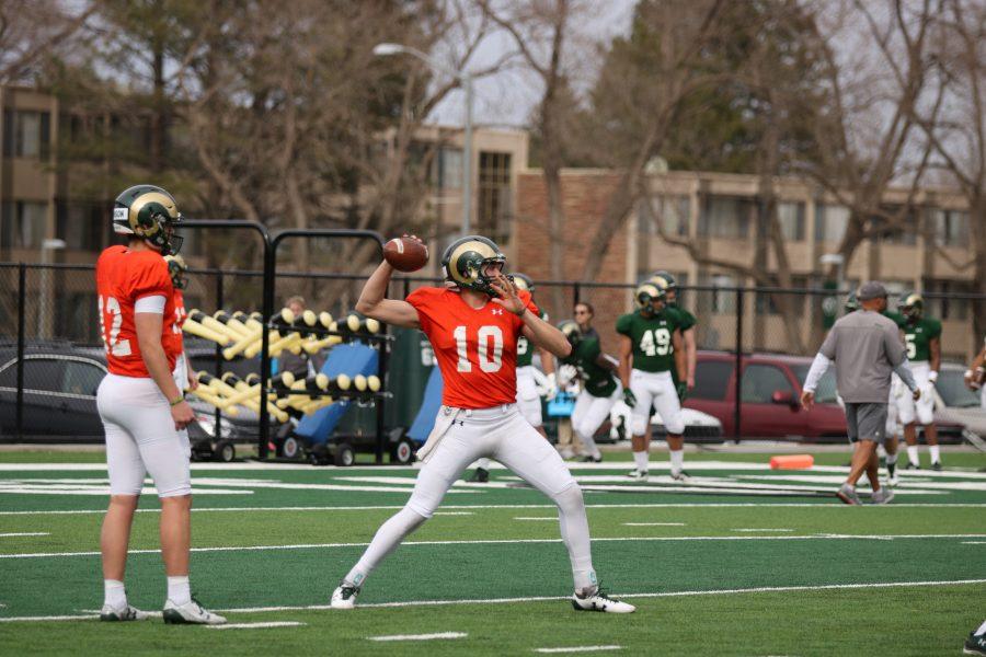 #10 J.C. Robles as he is throws to a reciever during practice. (Collegian | Devin Cornelius)