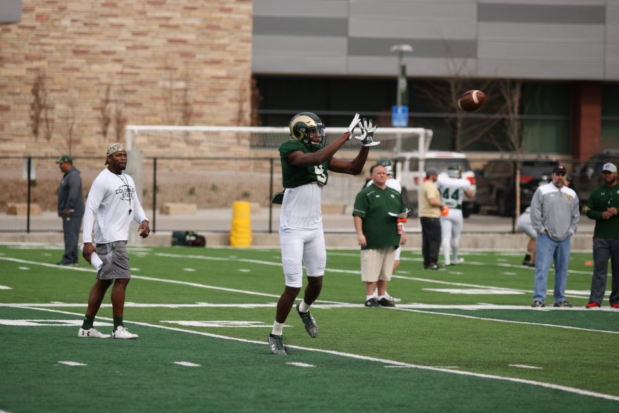 #9 Warren Jackson before his catch during practice. (Collegian | Devin Cornelius)