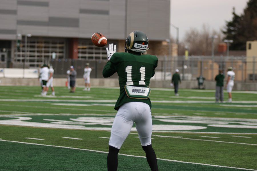 #11 Prestion Williams as he makes a catch during practice.(Collegian | Devin Cornelius)