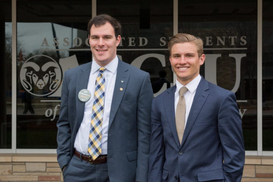 ASCSU President candidate Jacob Epperson and Vice President candidate Carter Hill pose for a portrait on Mar. 28, 2018. (Colin Shepherd | Collegian)