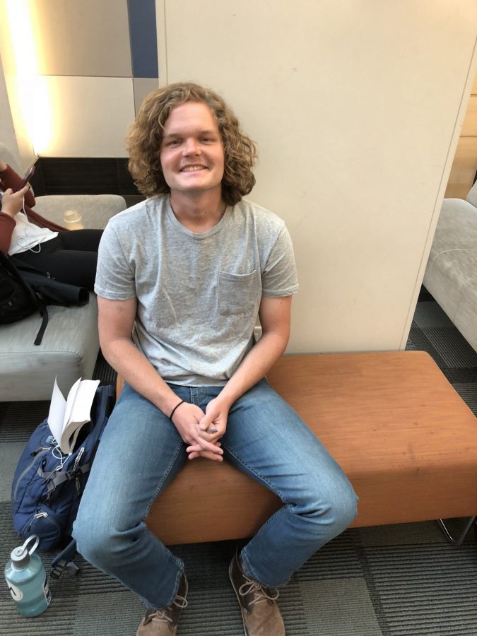 Miles Gilbert, a sophomore English major, said listening to music inspires him when he is in a dry spell while writing (Photo courtesy of Nick Botkin/Rocky Mountain Collegian)