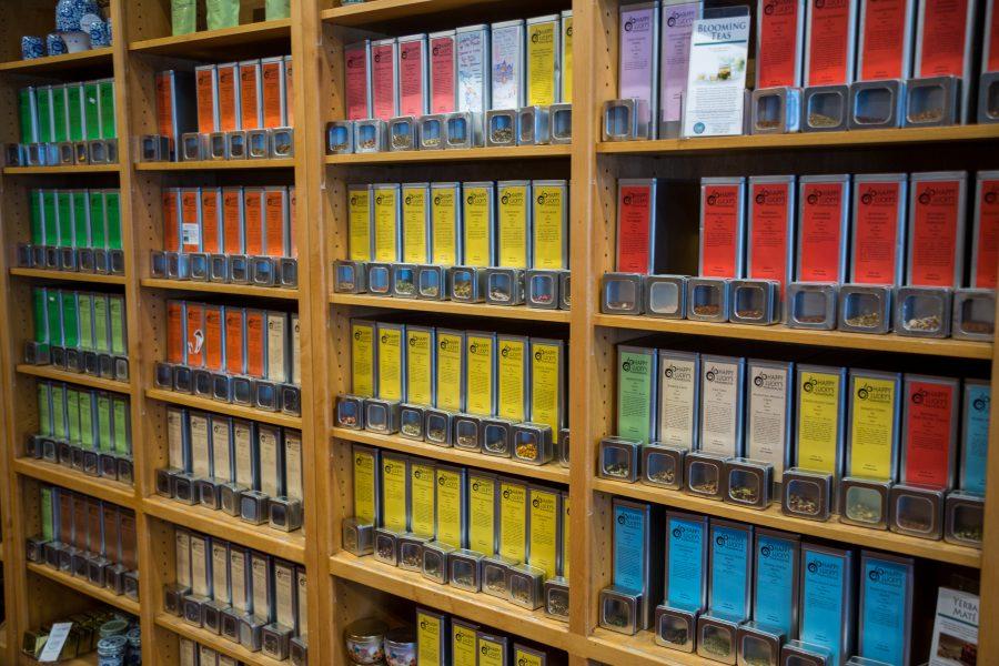 Happy Luckys Teahouse in Old town Fort Collins has the largest selection of teas in Colorado. The great wall of tea, located in the center of the store, contains roughly 200 different types and blends of tea. (Davis Bonner | Collegian)