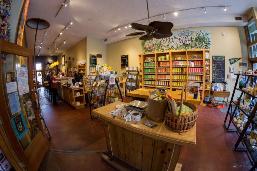 Founded in 2009, Happy Luckys Teahouse in Old town Fort Collins is family owned and operated and includes the largest selection of teas in Colorado. The great wall of tea, located in the center of the store, contains roughly 200 different types and blends of tea. (Davis Bonner | Collegian)