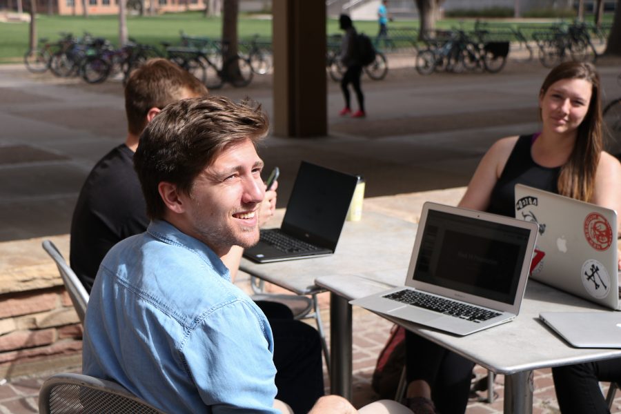 Dan Sanders as he talks about his favorite coen brothers films during a break in between class. (Devin Cornelius | Collegian)