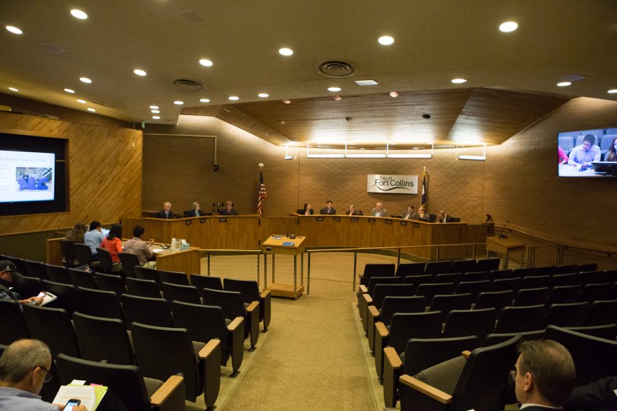 The Fort Collins city council met on Tuesday, April 17, 2018. During the meeting they discussed a measure to make the meetings move faster by requiring citizens to provide any materials that they wish to present atleast 2 hours early. (Josh Schroeder | Collegian)