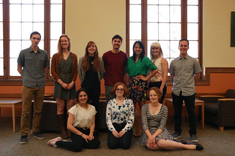 All the TILT award students smile for a photo during their lunch. (Devin Cornelius | Collegian)