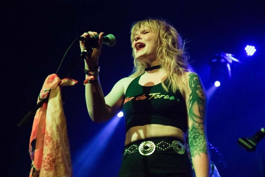 Terrah Schultz with Rat Doctor performs at the Aggie Theater for the 10th annual FoCoMX. Rat Doctor, a Fort Collins band which goes against the idea of a genre defining their music, performs music they describe as groovy, dynamic and cool. (Julia Trowbridge | Collegian)