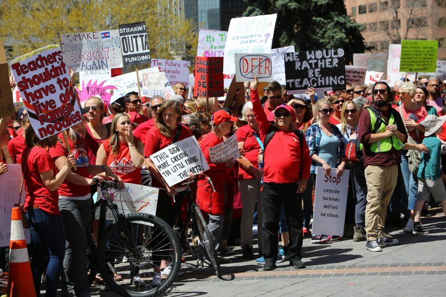 Thousands of teachers, students and community members descended on the capital Friday afternoon during the second state-wide teacher walkout to demand higher pay and better funding for schools. (Davis Bonner | Collegian)