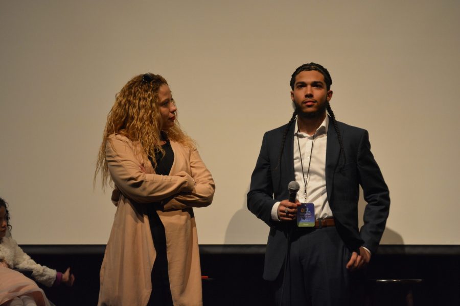 Pedro Hernandez and his mom, Jessica Perez, discuss systemic issues with the New York Police Department in a Q&A at the third annual ACT Human Rights Film Festival. Just moments before, the audience watched Crime + Punishment, a documentary by Stephen Maing that follows Hernandezs unlawful detainment at Rikers Island for attempted murder. He was held in the jail for 8 months on a $250,000 bail for a crime that was later dismissed without trial. (Randi Mattox | Collegian)