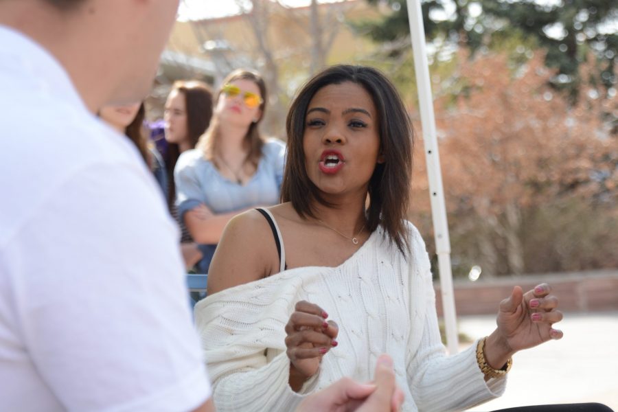 Candace Owens, the communications director of Turning Point USA, came to Colorado State University to speak with students about big government on April 10th. (Mackenzie Boltz | Collegian)