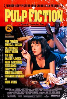 Uma Thurman smokes a cigarette in the poster for 1994's "Pulp Fiction."