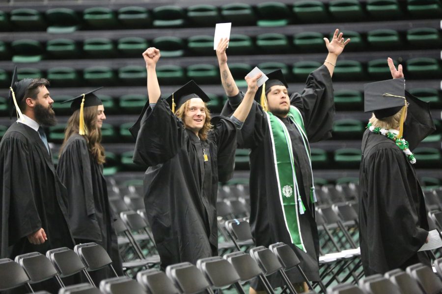 Colorado State University students from the College of Agricultural Sciences celebrate as they enter Moby Arena before their graduation ceremony begins on May 12, 2018.  (Forrest Czarnecki | The Collegian)