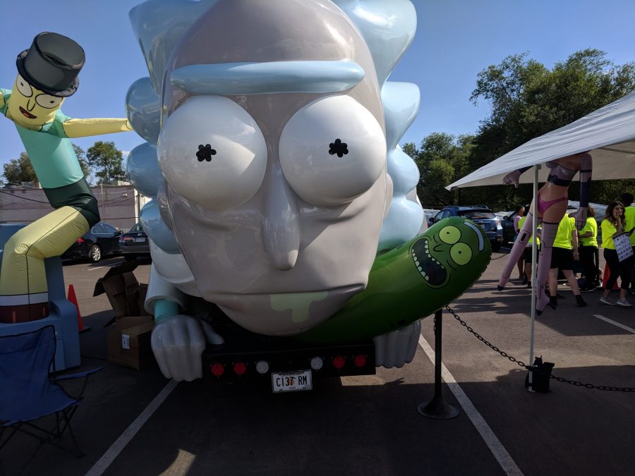 The Dont Even Trip tour has been making its way through America, selling exclusive merchandise and experiences to Rick and Morty fans. One of two vehicles in the tour was the Rick Mobile, a mobile store in the shape of beloved (or perhaps behated) character Rick Sanchez. (Ty Davis | Collegian)