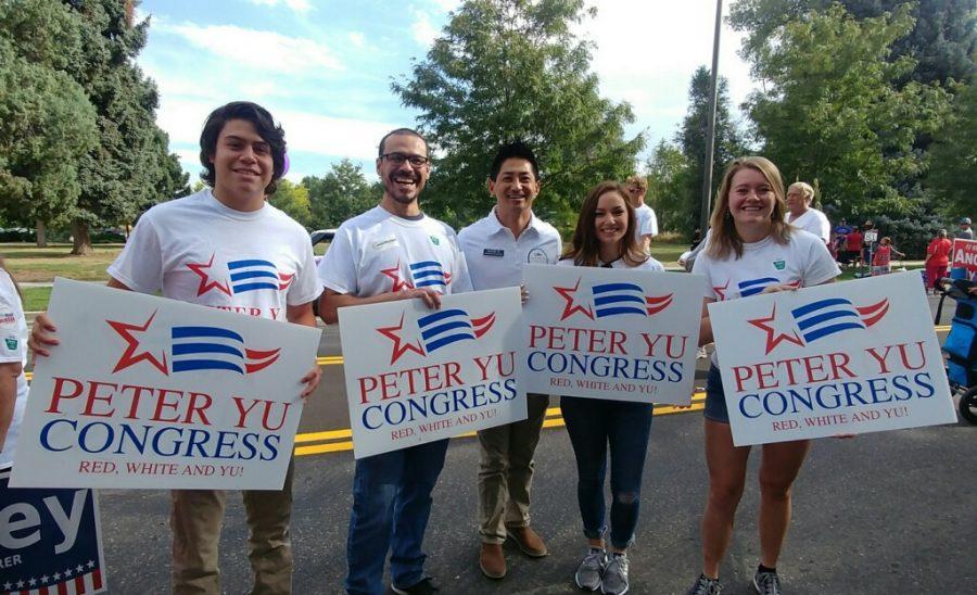 Republican CD2 candidate Peter Yu and several Colorado State University students marched in the Loveland Corn Festival last weekend. (Photo courtesy of Peter Yu)