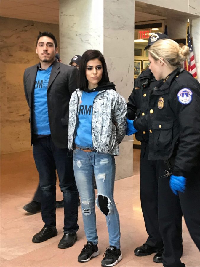 Colorado State University senior ethnic studies major and Deferred Action for Childhood Arrivals recipient Brithany Gutierrez is arrested by Metropolitan Police in Washington, D.C. Gutierrez has been in Washington, D.C. with the Colorado Immigrant Rights Coalition since Tuesday to Congress members to pass a "clean" Development, Relief, and Education for Alien Minors Act. (Photo courtesy of Brithany Gutierrez)