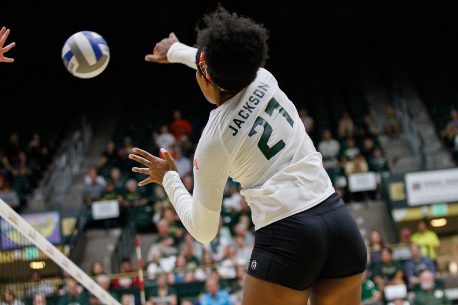 Jessica Jackson hits during the game against Florida State on Sept. 1. (Ashely Potts | Collegian)