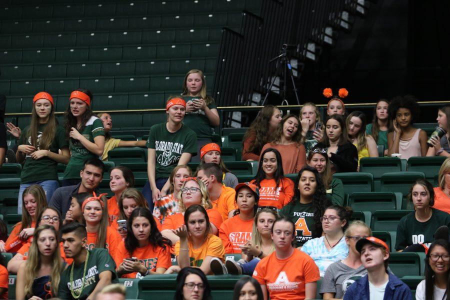 Fans watch as the volleyball game reaches its final minutes. (Devin Cornelius  | Collegian)