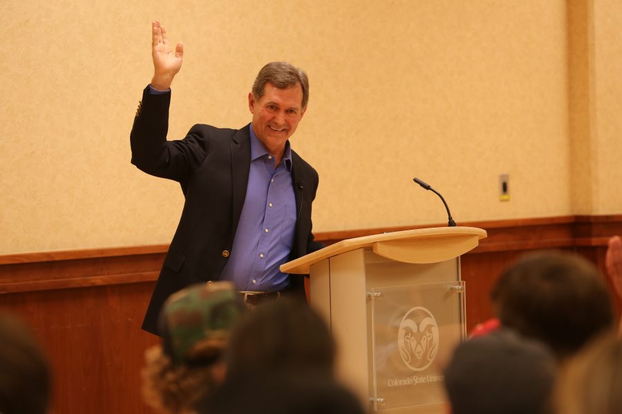 Greg Myre, a former NPR foreign correspondent, speaks about the current state of national security and world politics at the Lory Student Center on Sept. 17. (Forrest Czarnecki | The Collegian)