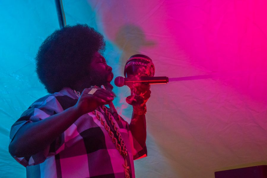 Afroman takes a hit from his blunt while he performs at the Joint’s Cannabis Carnival on Sept. 9. (Sara Graydon | Collegian)