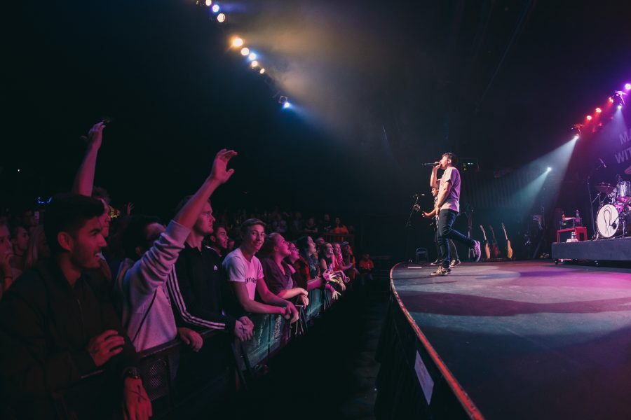 Hoodie Allen performs to a sold out show during his performance at the Aggie Theater as part of his Hanging with Hoodie tour. (Davis Bonner | Collegian)