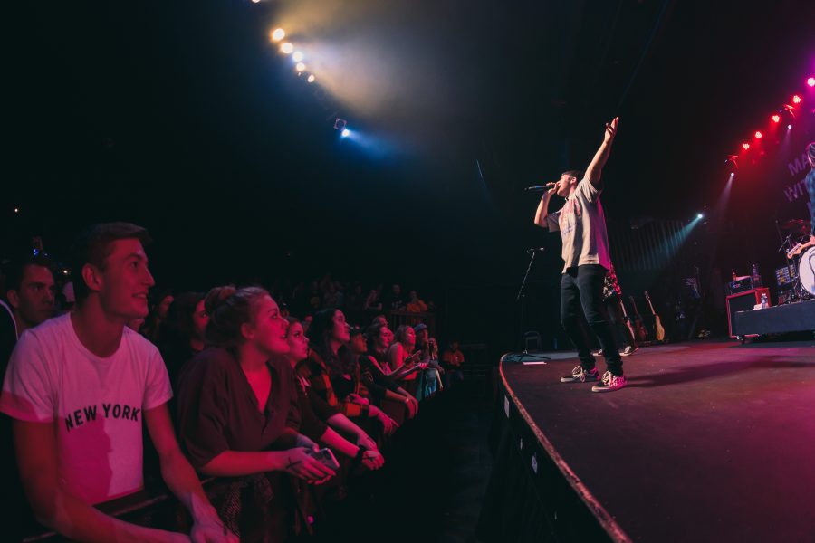Hoodie Allen performs to a sold-out show during his performance at the Aggie Theater as part of his Hanging with Hoodie tour. (Davis Bonner | Collegian)