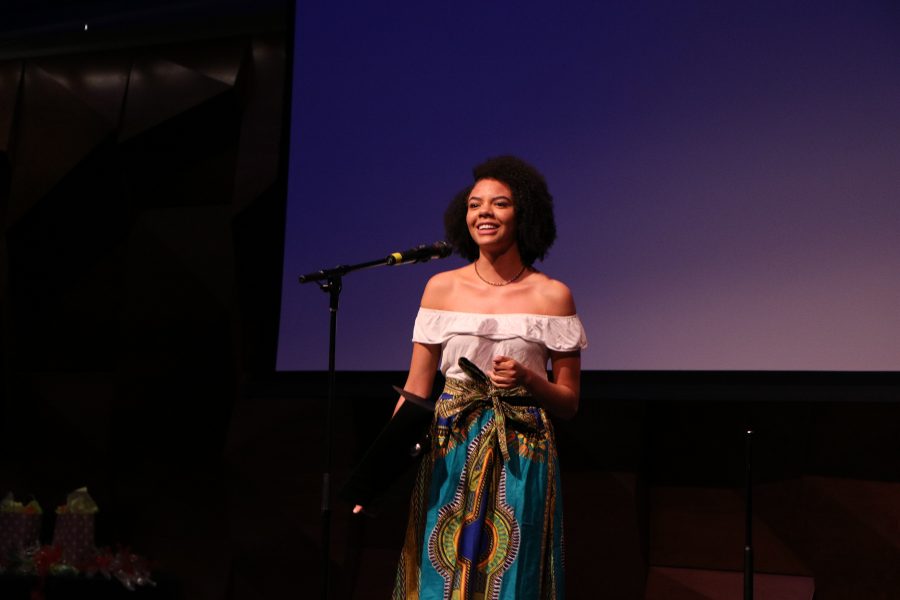 Jaquikeyah Fields talks to the audience about things that she hopes for. (Devin Cornelius | Collegian)