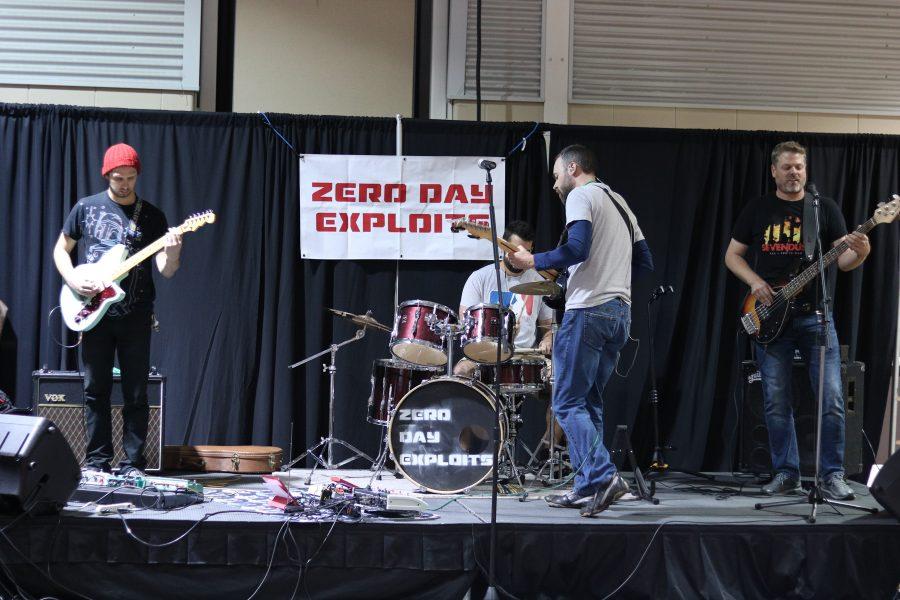 Zero Day Exploits the nerd rock band perform their intro song at VinCon. (Devin Collegian)