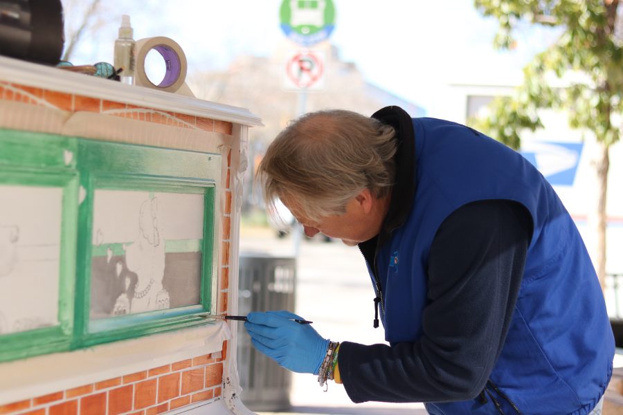 Burt Nunnelee is an artist in Fort Collins. He is currentently working for Pianos About Town. His drawing, His design for the piano is called "The Lonesome Troubadour" and shows us music, romance, and emotions, using dogs instead of humans allowing us to connect with the art on a different way.  (Devin Cornelius | Collegian)