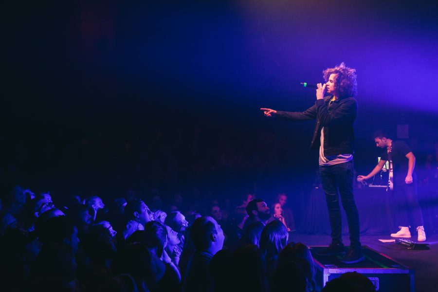 Watsky performs on stage at the Fox Theater in Boulder on Oct. 28. (Davis Bonner | Collegian)