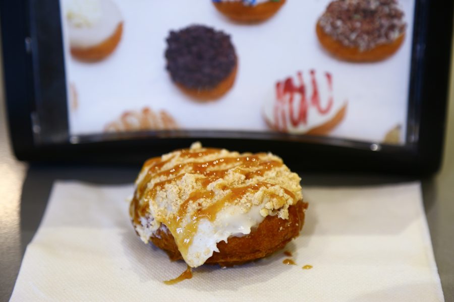 Pumpkin spice is one of three fall offerings from Peace Love and Little Donuts this season. (Davis Bonner | Collegian)