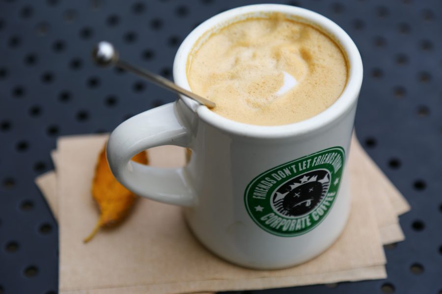 Mugs at the Oval offers a pumpkin spice latte for the fall season. (Davis Bonner | Collegian)