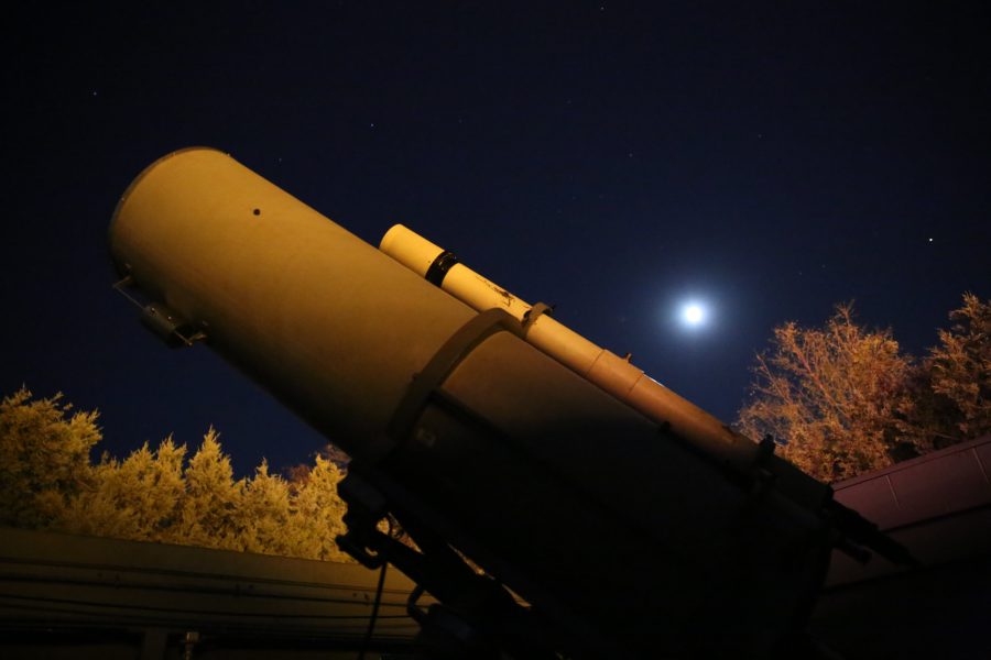 A 16-inch telescope is pointed at a cluster of stars during an open house event at the Madison-McDonald Observatory on campus on Oct. 19, 2018. (Forrest Czarnecki | Collegian)