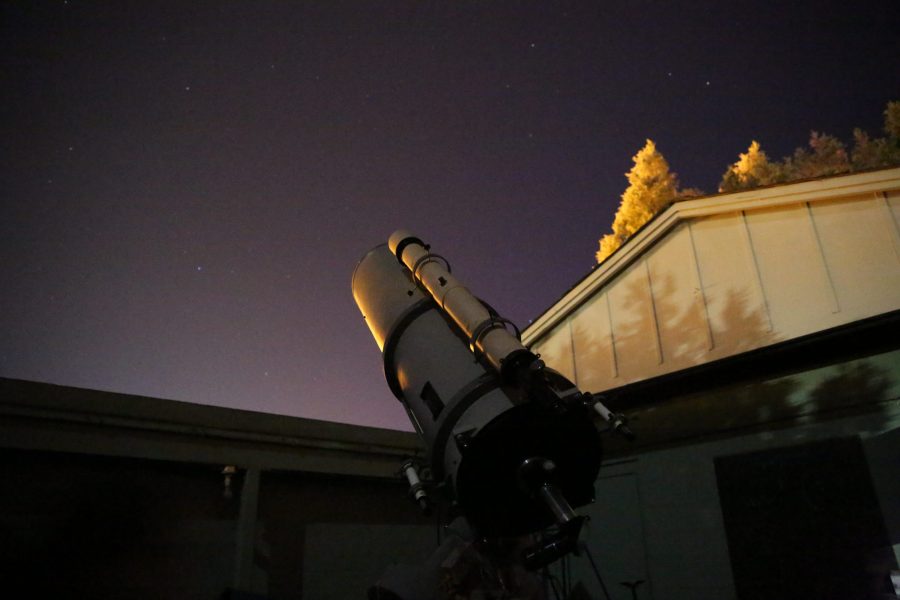 A 16-inch telescope is pointed at a cluster of stars during an open house event at the Madison-McDonald Observatory on campus on Oct. 19, 2018. (Forrest Czarnecki | Collegian)